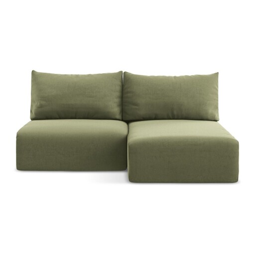 Colțar verde extensibil/cu spațiu de depozitare cu tapițerie din catifea (cu colț pe partea dreaptă/cu șezlong) Kalena – Makamii