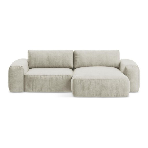 Colțar bej extensibil cu tapițerie din chenille (cu colț pe partea dreaptă/cu șezlong) Kuki – Makamii