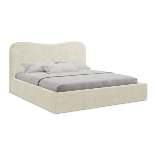 Pat matrimonial bej tapițat cu spațiu de depozitare cu somieră 140x200 cm Kahai – Makamii