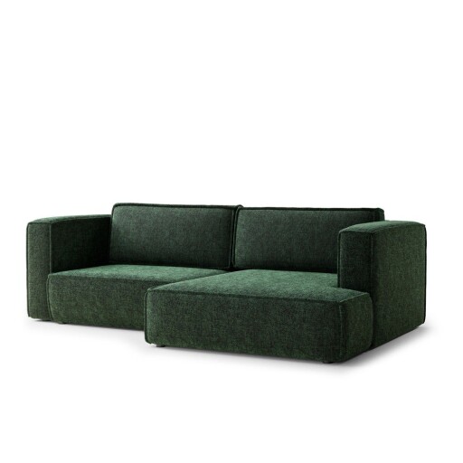 Colțar verde închis extensibil/cu spațiu de depozitare cu tapițerie din chenille (cu colț pe partea dreaptă/cu șezlong) Velto – Maison de Rêve