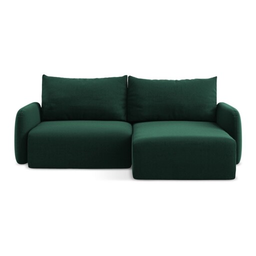 Colțar verde închis extensibil/cu spațiu de depozitare cu tapițerie din catifea (cu colț pe partea dreaptă/cu șezlong) Kalena – Makamii