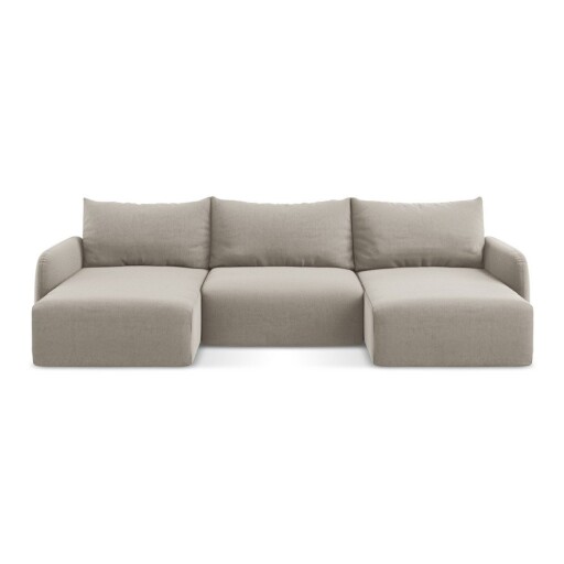 Colțar taupe extensibil/cu spațiu de depozitare cu tapițerie din catifea (în formă de "U") Kalena – Makamii