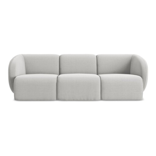 Canapea gri deschis cu tapițerie din catifea 244 cm Lani – Makamii