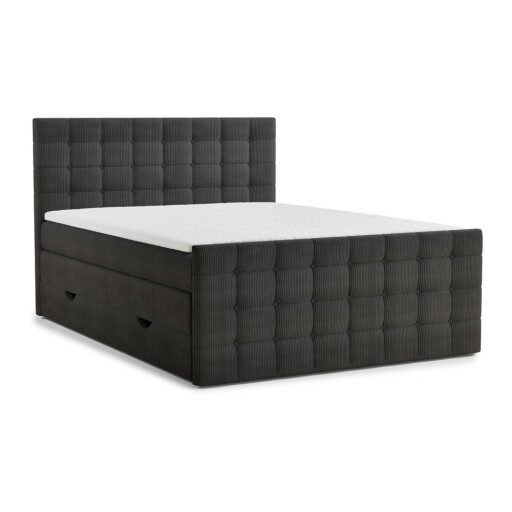 Pat boxspring gri antracit cu spațiu de depozitare 160x200 cm Tasca – Maison de Rêve