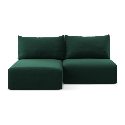 Colțar verde închis extensibil/cu spațiu de depozitare cu tapițerie din catifea (cu colț pe partea stângă/cu șezlong) Kalena – Makamii