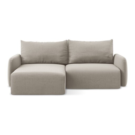 Colțar taupe extensibil/cu spațiu de depozitare cu tapițerie din catifea (cu colț pe partea stângă/cu șezlong) Kalena – Makamii