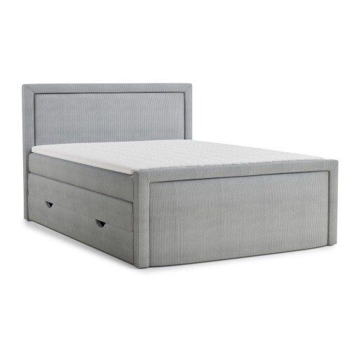 Pat boxspring gri cu spațiu de depozitare 160x200 cm Fresco – Maison de Rêve