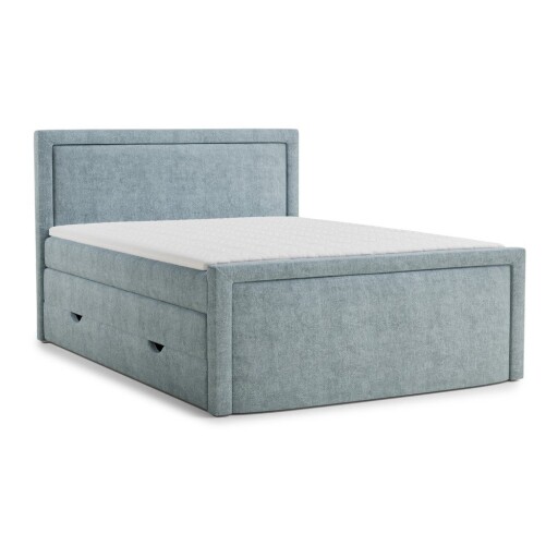 Pat boxspring albastru deschis cu spațiu de depozitare 200x200 cm Fresco – Maison de Rêve
