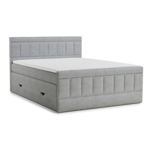 Pat boxspring gri cu spațiu de depozitare 160x200 cm Caya – Maison de Rêve