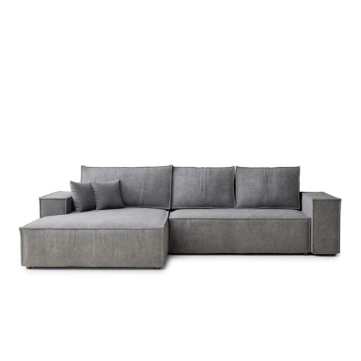 Colțar gri extensibil/cu spațiu de depozitare cu tapițerie din chenille (cu colț pe partea stângă/cu șezlong) Maze – Maison de Rêve