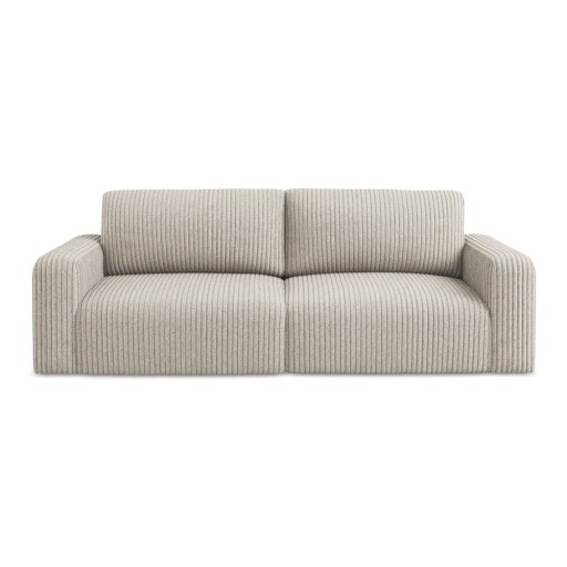 Canapea bej extensibilă/cu spațiu de depozitare cu tapițerie din catifea reiată 252 cm Kona – Makamii