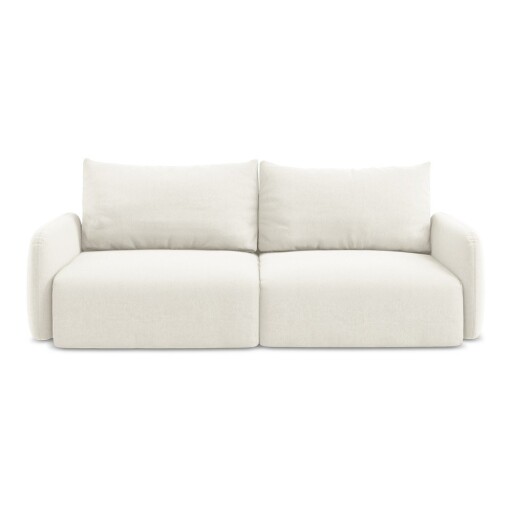 Canapea crem extensibilă/cu spațiu de depozitare cu tapițerie din catifea 238 cm Kalena – Makamii