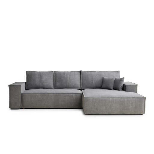 Colțar gri extensibil/cu spațiu de depozitare cu tapițerie din chenille (cu colț pe partea dreaptă/cu șezlong) Maze – Maison de Rêve