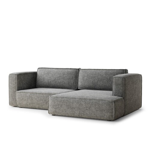 Colțar gri extensibil/cu spațiu de depozitare cu tapițerie din chenille (cu colț pe partea dreaptă/cu șezlong) Velto – Maison de Rêve