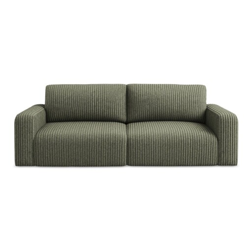 Canapea verde extensibilă/cu spațiu de depozitare cu tapițerie din catifea reiată 252 cm Kona – Makamii