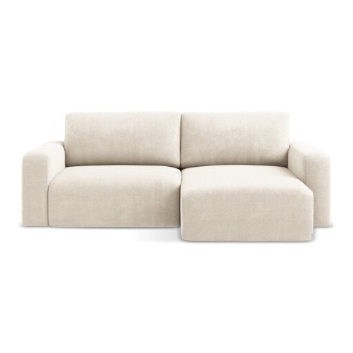 Colțar crem extensibil/cu spațiu de depozitare cu tapițerie din chenille (cu colț pe partea dreaptă/cu șezlong) Kona – Makamii