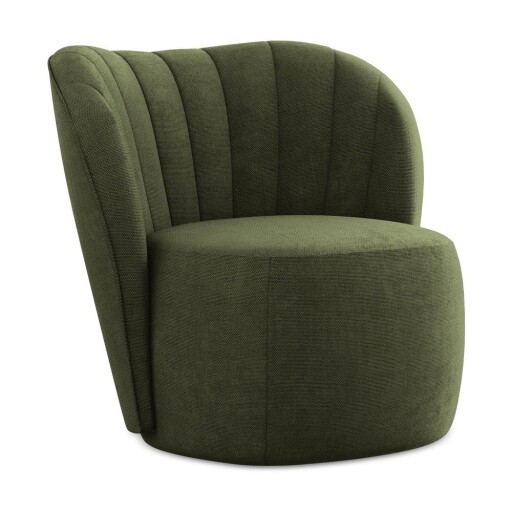 Fotoliu verde cu tapițerie din chenille Keloa – Makamii