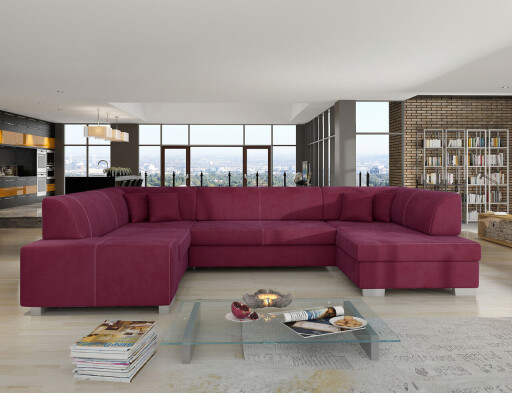Coltar extensibil dreapta 6 locuri ELTAP, Hv29, Havana, 322x204x72 cm, lemn/poliester, fucsia