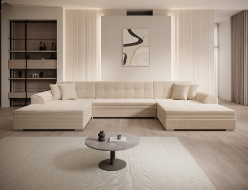 Coltar extensibil 6 locuri ELTAP, Vento, 359x165x78 cm, lemn/poliester, bej