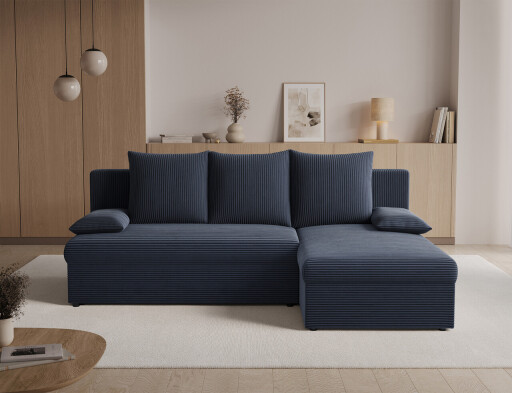 Coltar extensibil reversibil 3 locuri ELTAP, 06JAR, Gino, 201x143x90 cm, lemn/poliester, gri inchis