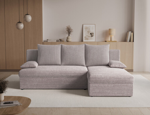 Coltar extensibil reversibil 3 locuri ELTAP, 03MOD, Gino, 201x143x90 cm, lemn/poliester, gri