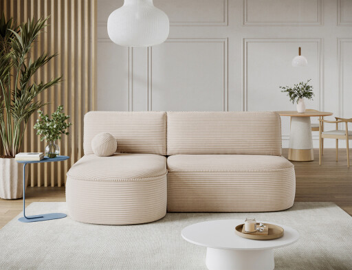 Coltar extensibil stanga 3 locuri ELTAP, LT-18JAR, Livosa, 220x144x93 cm, lemn/poliester, bej deschis