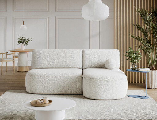 Coltar extensibil dreapta 3 locuri ELTAP, RT-01ROY, Livosa, 220x144x93 cm, lemn/poliester, alb
