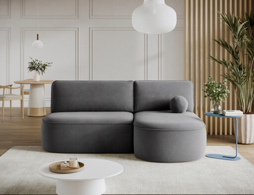 Coltar extensibil dreapta 3 locuri ELTAP, RT-04PO, Livosa, 220x144x93 cm, lemn/poliester, gri inchis