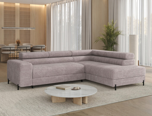 Coltar extensibil dreapta 5 locuri ELTAP, Colesio, 274x200x93 cm, lemn/poliester, gri