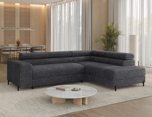 Coltar extensibil dreapta 5 locuri ELTAP, Colesio, 274x200x93 cm, lemn/poliester, gri inchis