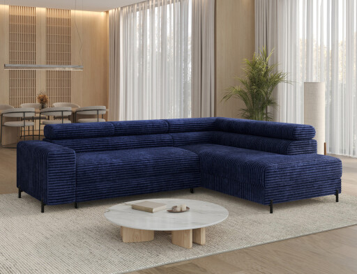 Coltar extensibil dreapta 5 locuri ELTAP, Colesio, 274x200x93 cm, lemn/poliester, albastru inchis