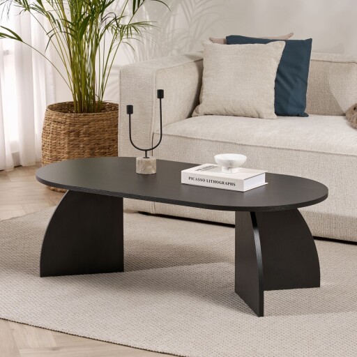 Masuta de cafea, Nordure, Melina, 120x40x60 cm, Negru