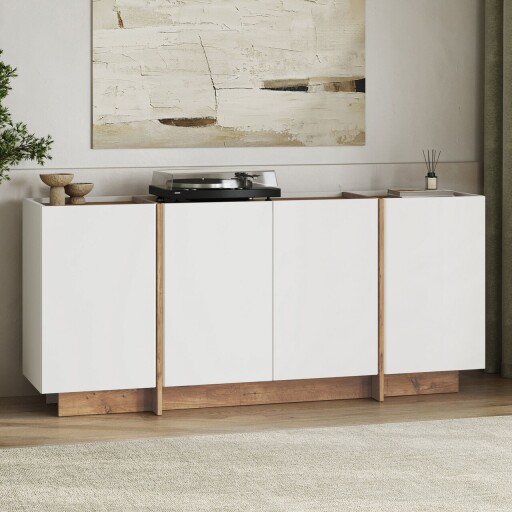 Consola, Nordure, Dorma, 180x80x45 cm, Alb/Pin Atlantic