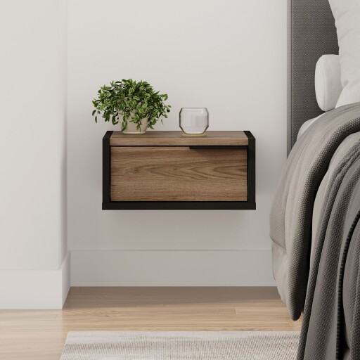Noptiera, Hanah Home, Eco, 40x18.8x30 cm, Lemn negru / Oud
