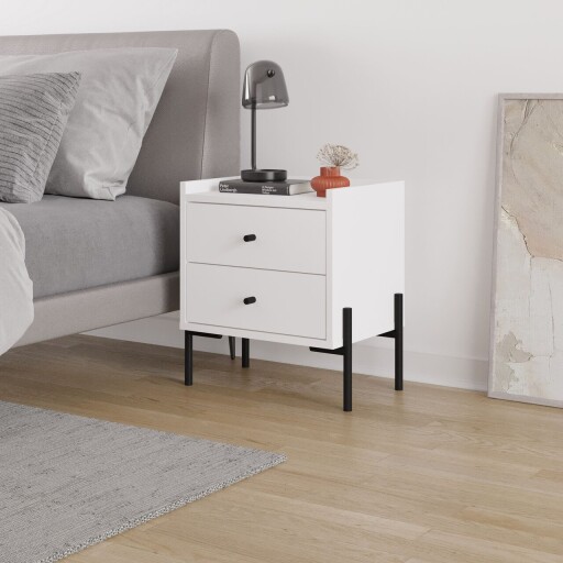 Noptiera, Hanah Home, Malta, 44.9x52x35 cm, Alb