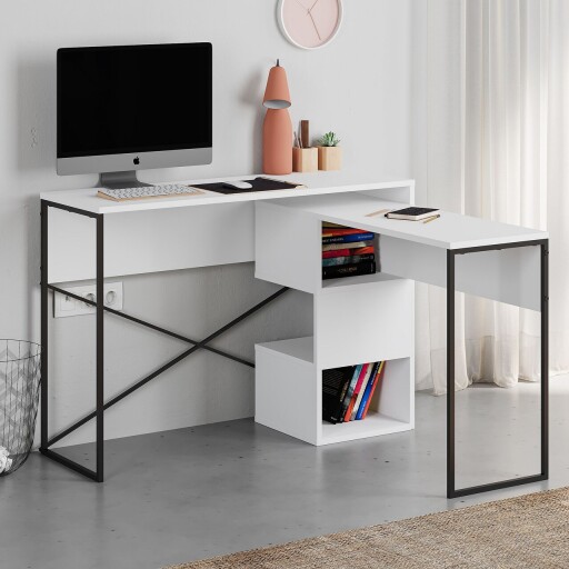 Birou, Hanah Home, Badau, 110x77x102.5 cm, Alb