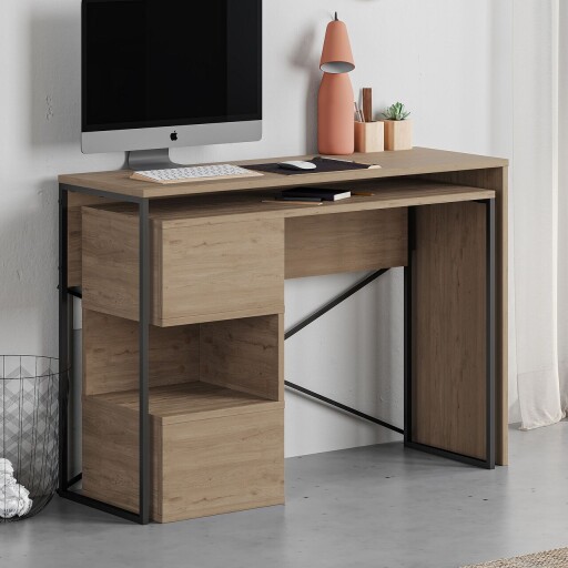 Birou, Hanah Home, Badau, 110x77x102.5 cm, Stejar