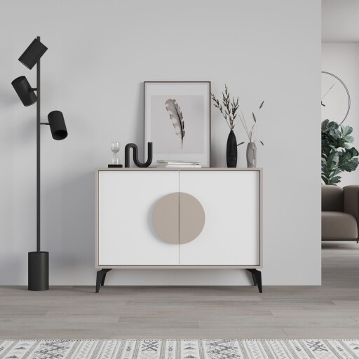 Consola, Hanah Home, Gora 110, 110x82x35.6 cm, Mocha deschis / alb