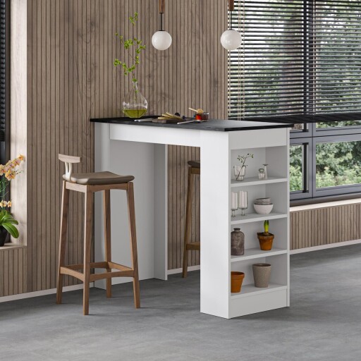 Masa de bar, Hanah Home, Swallow, 117x102x54 cm, Indicatori / Alb