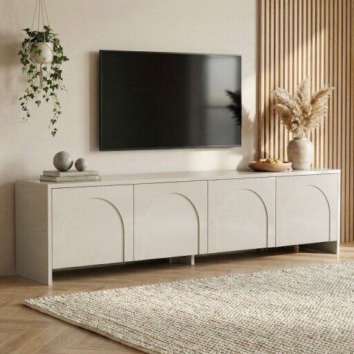 Comoda TV, Nordure, Aurelia, 180x45x32 cm, Crem
