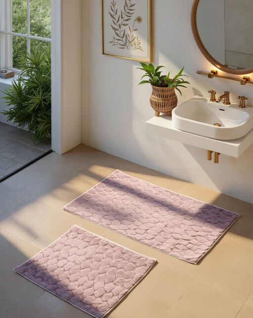 Set covorase de baie, L'essentiel Maison, Rabbit, Roz