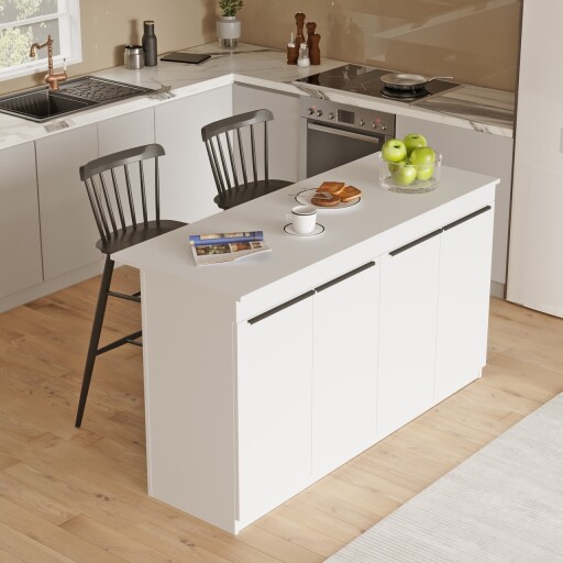Masa de bucatarie, Hanah Home, OR1-W, 160x90x60 cm, Alb