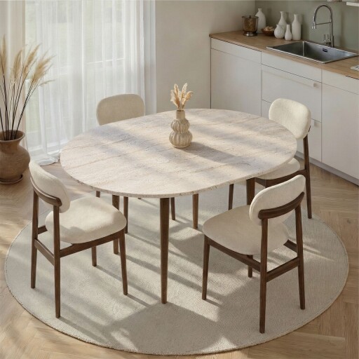 Masa extensibila, Nordure, Viona, 100x75x100 cm, Travertin / Nuc