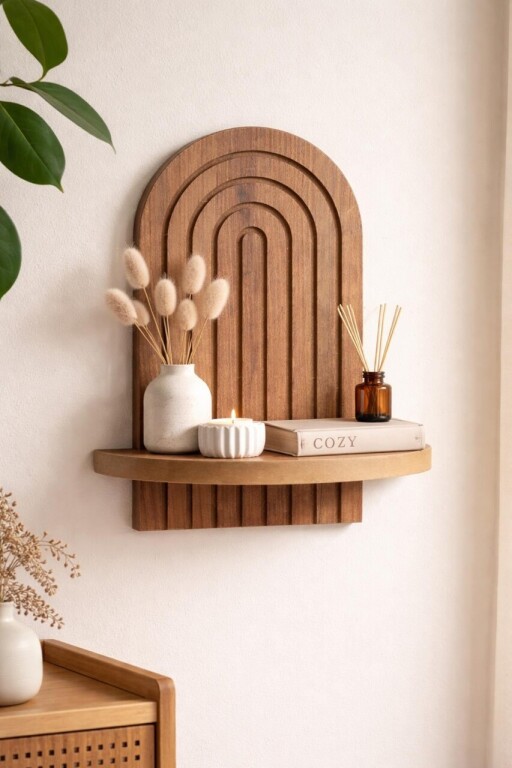 Raft de perete, Hanah Home, Artmtkwll1, 20x35x13 cm, Stejar