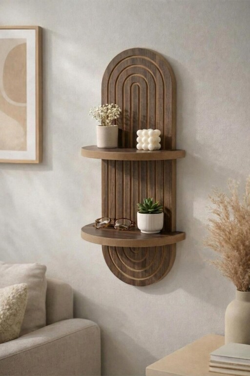 Raft de perete, Hanah Home, Artmtkwll2, 20x70x13 cm, Wenge