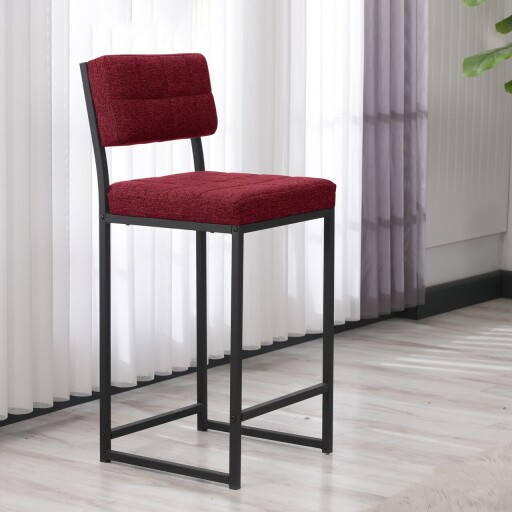 Scaun de bar, Hanah Home, Retro, 40x98x40 cm, Bordo