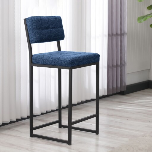 Scaun de bar, Hanah Home, Retro, 40x98x40 cm, Albastru navy