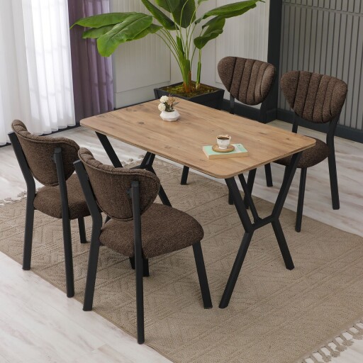 Set masa extensibila si scaune, Hanah Home, Elma, Maro / Nuc