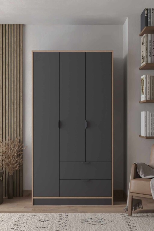 Dulap pentru haine, Hanah Home, Arden 3, 97x182x44 cm, Antracit