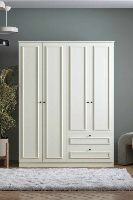 Dulap pentru haine, Hanah Home, Mira 182, 140x182x54 cm, Alb